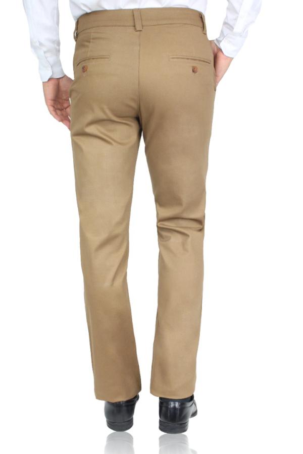 Pantalón Color Camel Stretch De Algodón Regular Fit Para Caballero